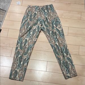 Paisley Print Pants in Green and Brown